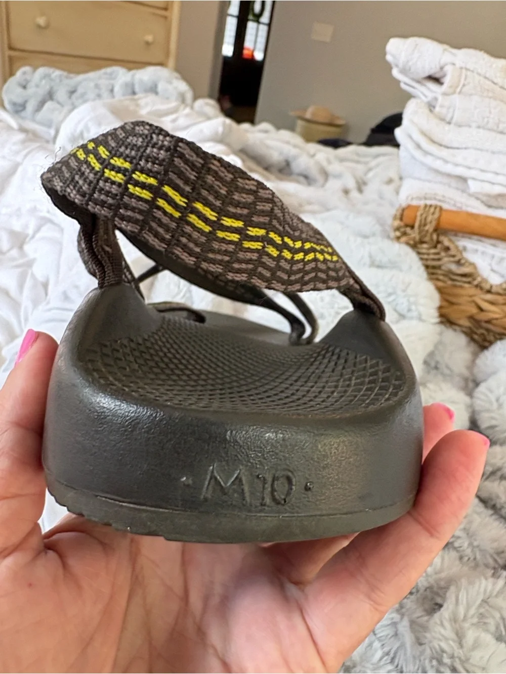 Chaco Men's Brown Sandals with Yellow Accents